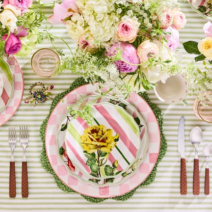 Pink Check Round Platter