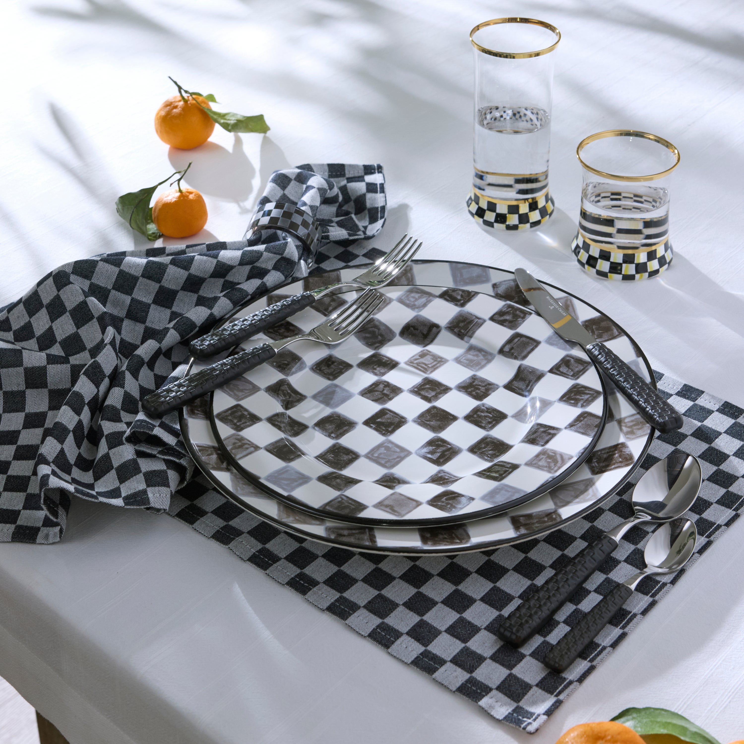 MacKenzie-Childs | Black Check Round Platter