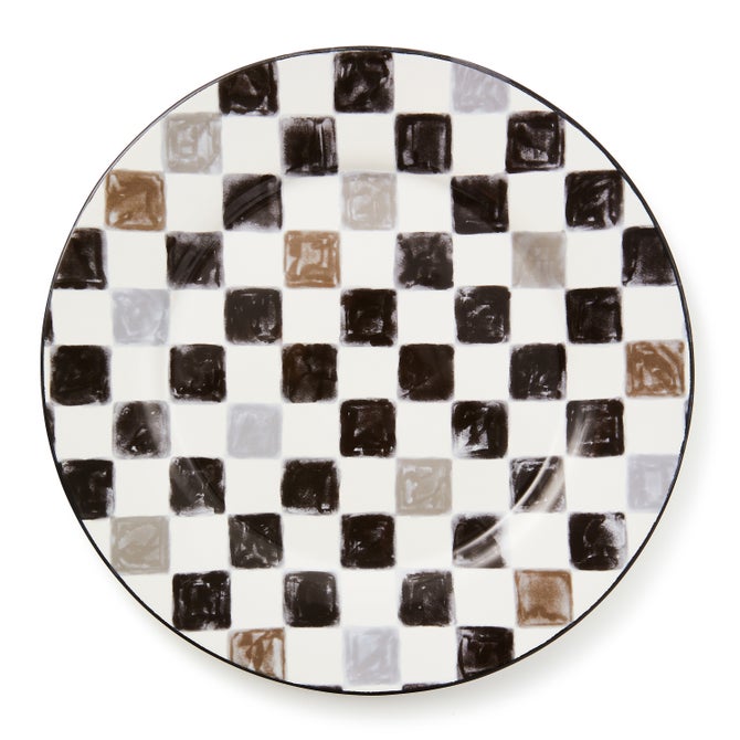 Black Check Round Platter image number 0