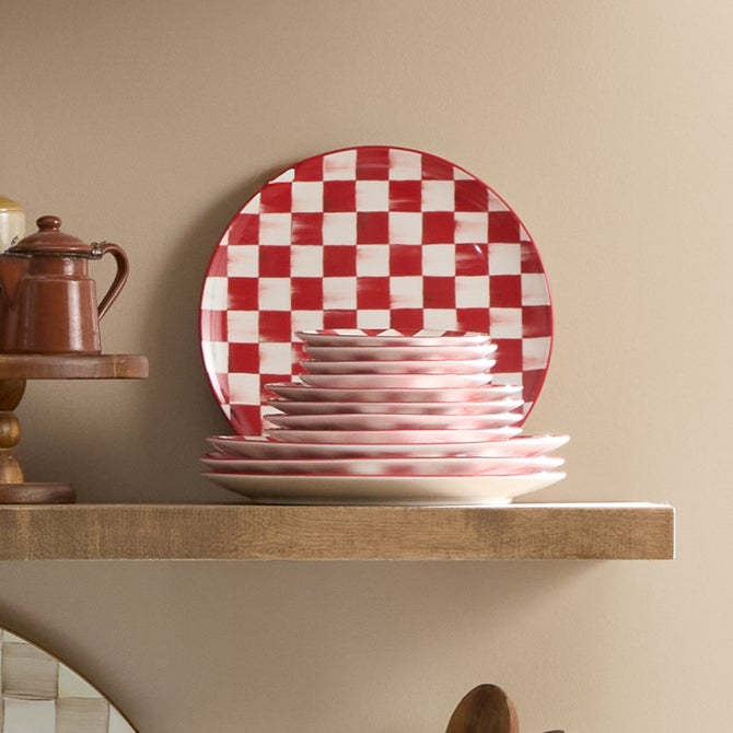 Cherry Check Salad Plates, Set of 4 image number 1