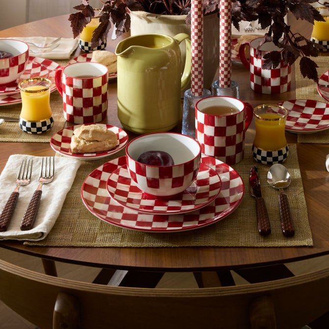 Cherry Check Salad Plates, Set of 4 image number 3