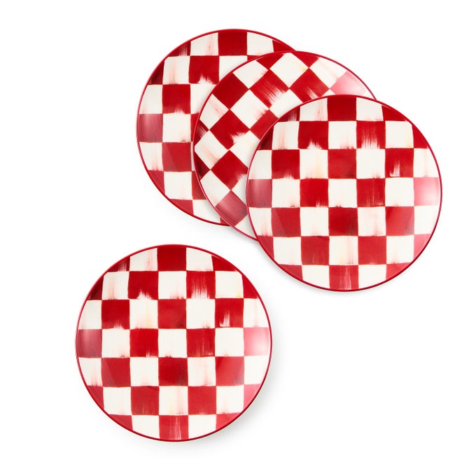 Cherry Check Appetizer Plates, Set of 4 image number 0