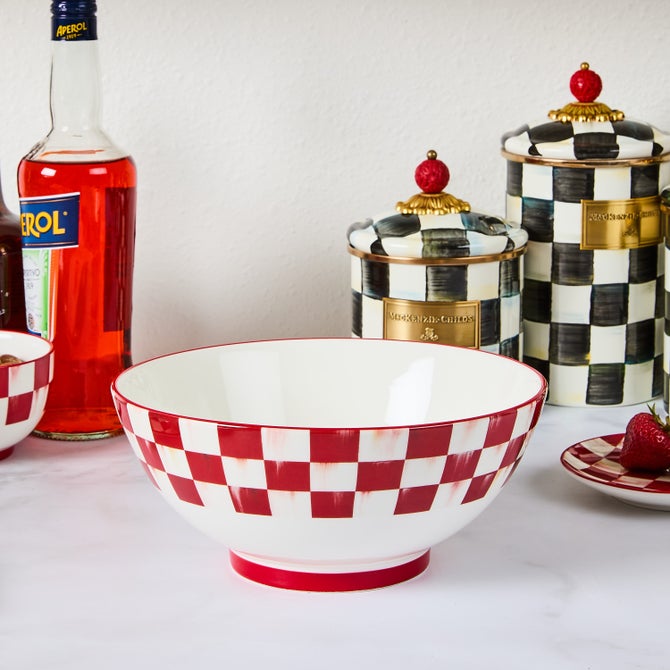 Cherry Check Serving Bowl image number 1
