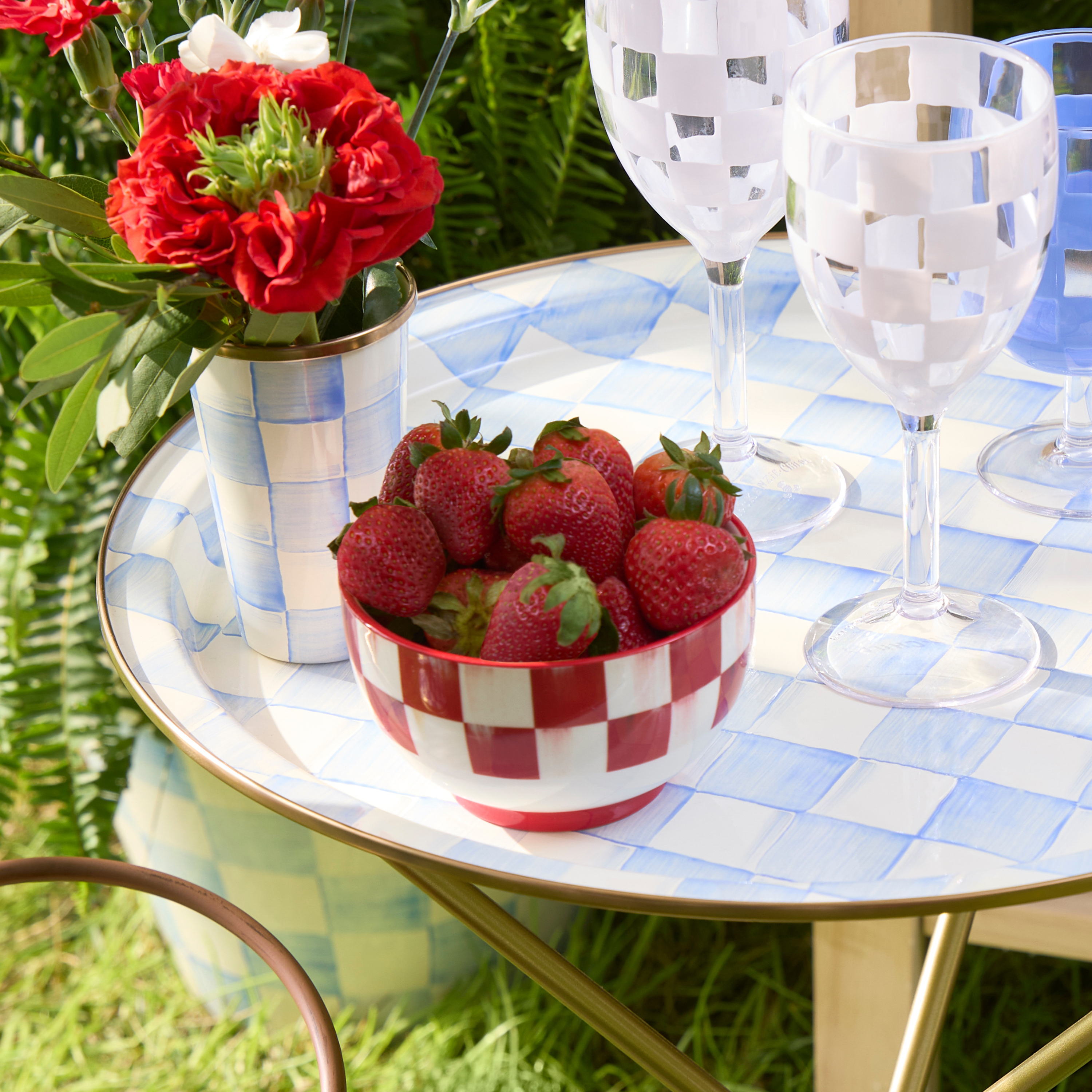 MacKenzie-Childs | Cherry Check Breakfast Bowls, Set of 4