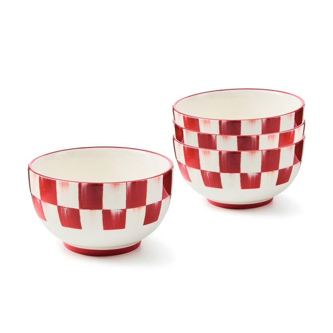 Cherry Check Breakfast Bowls, Set of 4 image number 0