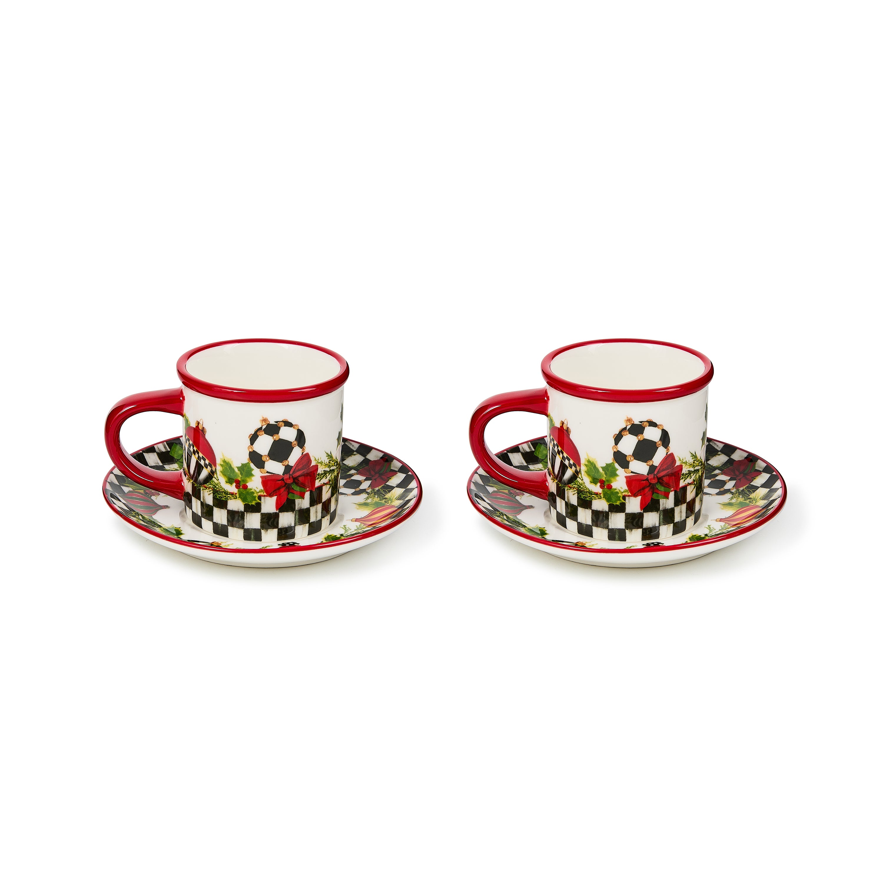 MacKenzie-Childs | Deck the Halls Espresso Cup & Saucer, Set of 2