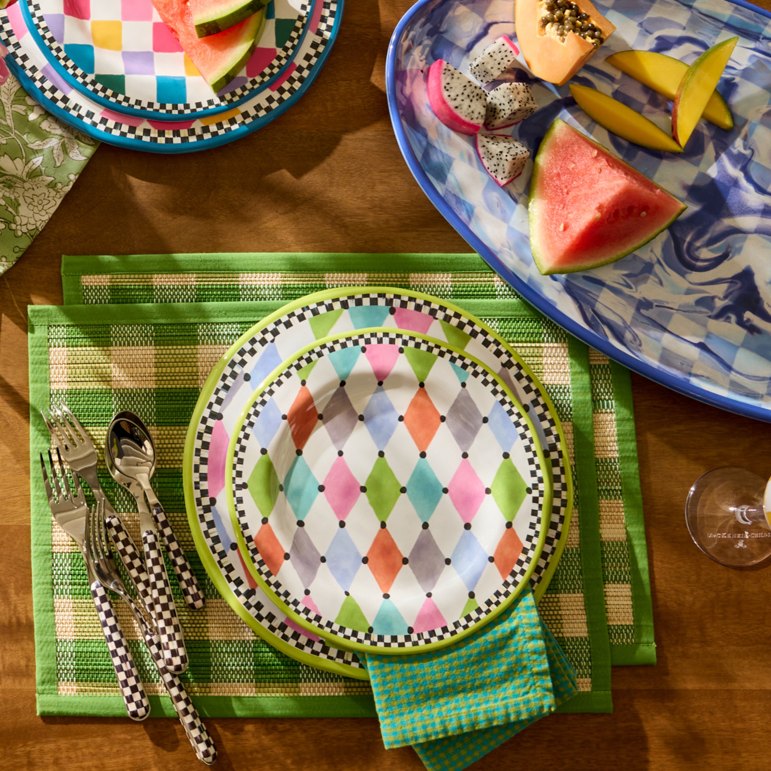 MacKenzie-Childs | Palm Springs Melamine Dinner Plates, Set of 4