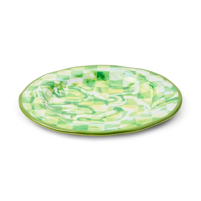 Green Marble Check Melamine Dinner Plates, Set of 4 image number 2