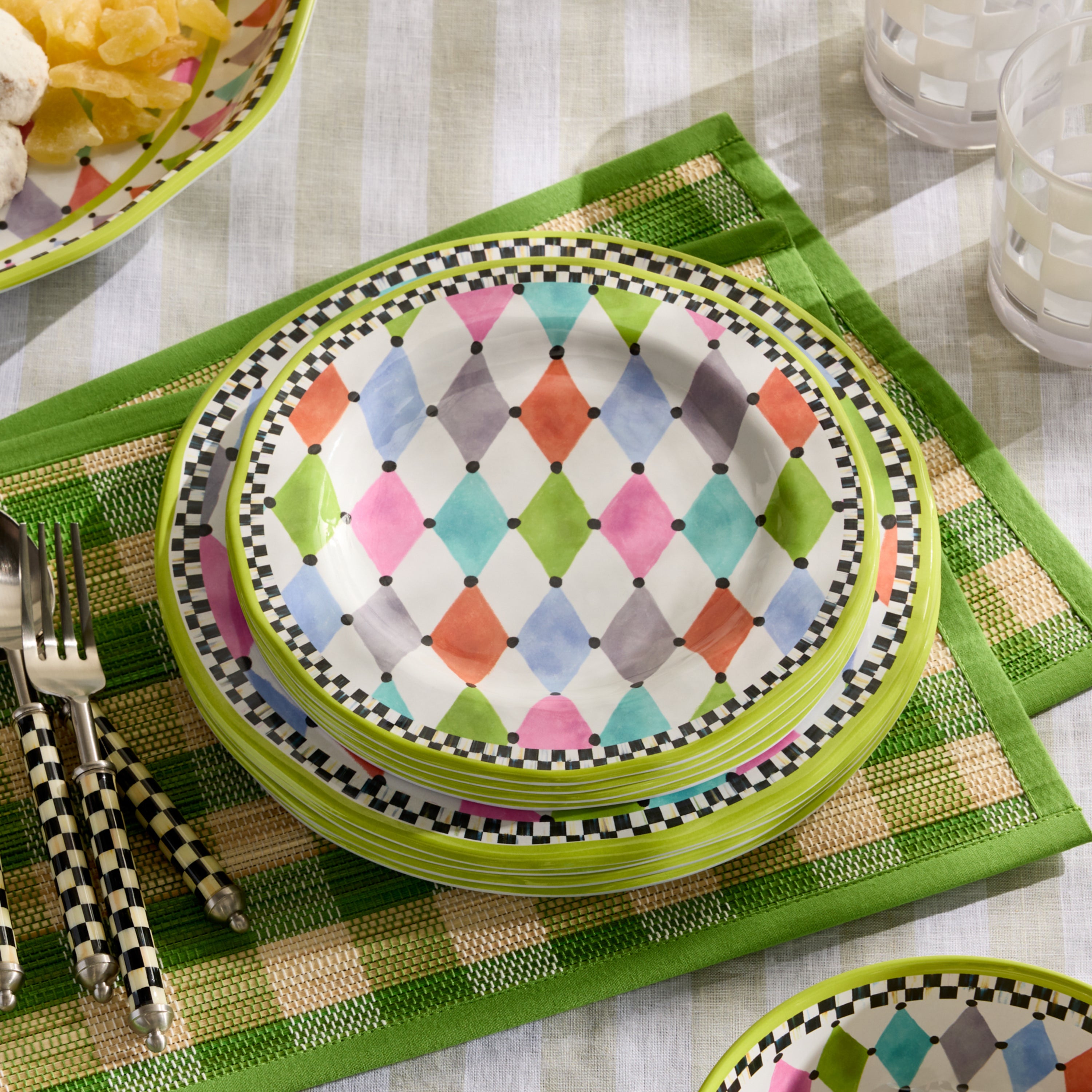 Haviland スミレ柄シリーズ 、サラダ(ケーキ)皿6枚セット MacKenzie-Childs | Palm Springs Melamine Salad Plates, Set of 4