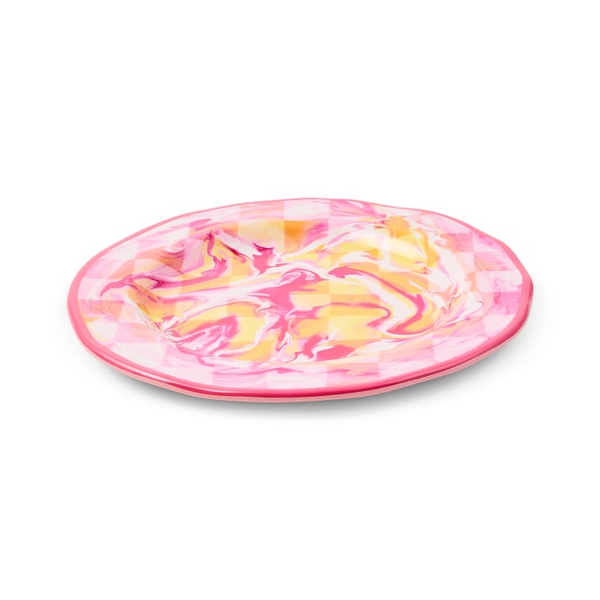 Pink Marble Check Melamine Salad Plates, Set of 4 image number 2