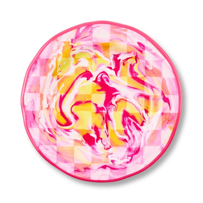 Pink Marble Check Melamine Salad Plates, Set of 4 image number 0