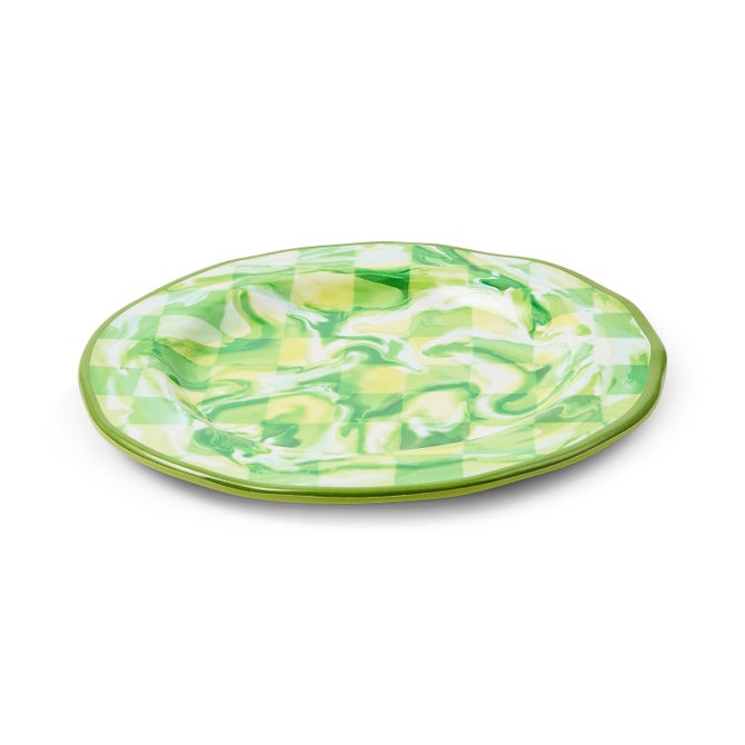 Green Marble Check Melamine Salad Plates, Set of 4 image number 2