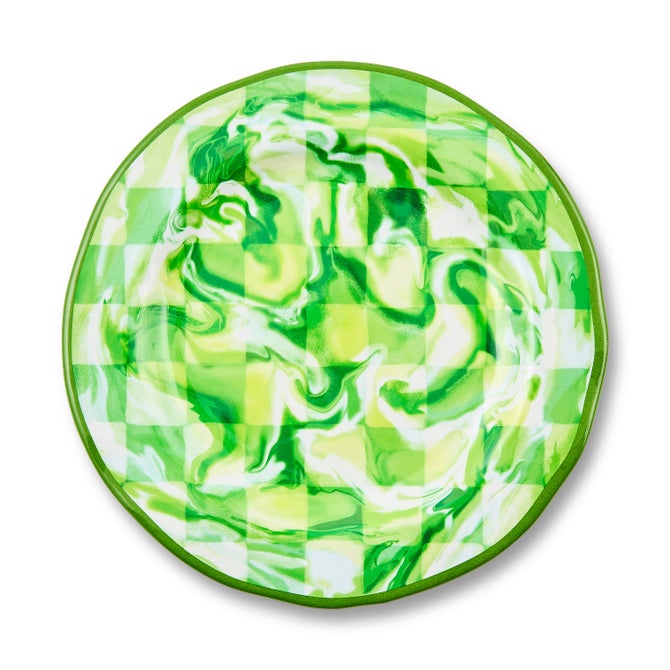 Green Marble Check Melamine Salad Plates, Set of 4 image number 0