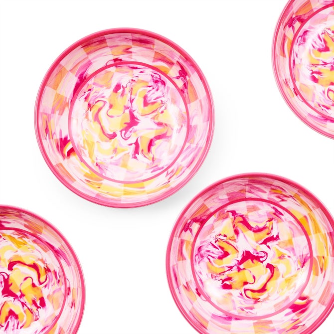 Pink Marble Check Melamine Small Bowls, Set of 4 image number 2