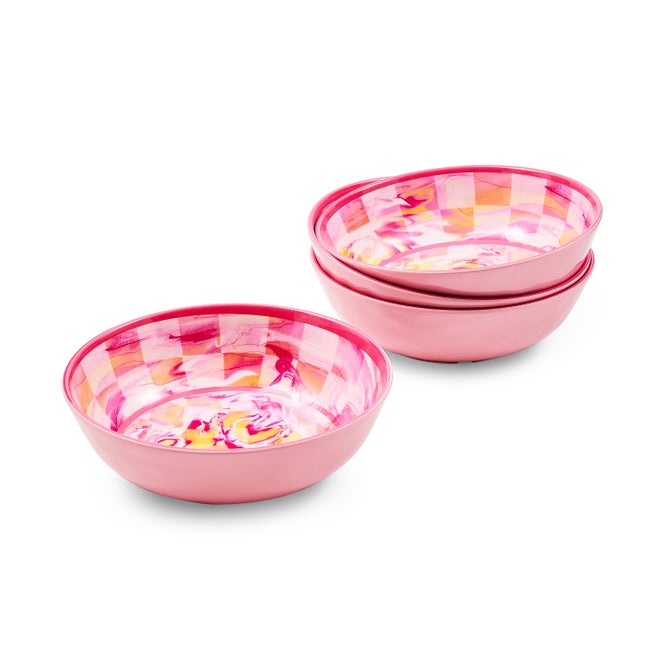 Pink Marble Check Melamine Small Bowls, Set of 4 image number 0
