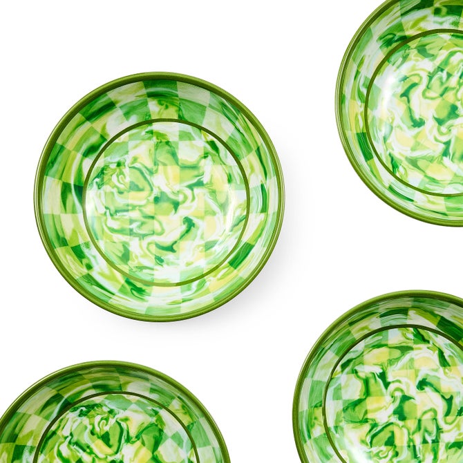 Green Marble Check Melamine Small Bowls, Set of 4 image number 2