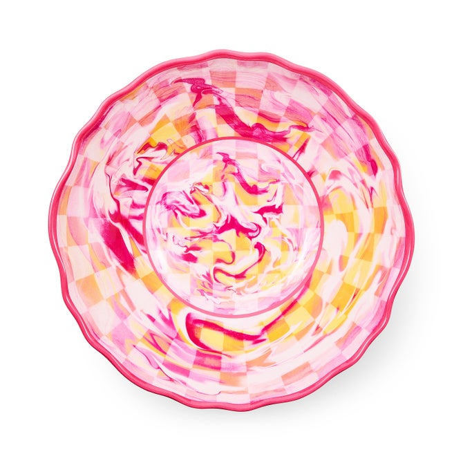 Pink Marble Check Melamine Serving Bowl image number 2
