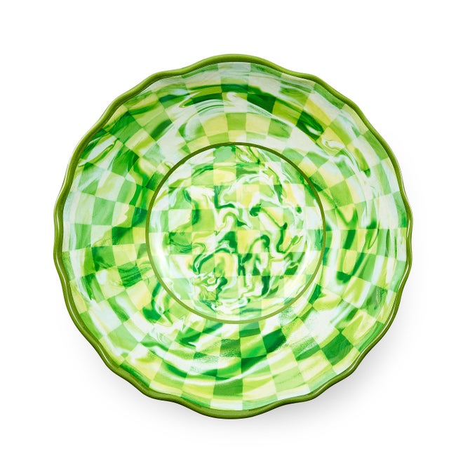 Green Marble Check Melamine Serving Bowl image number 2