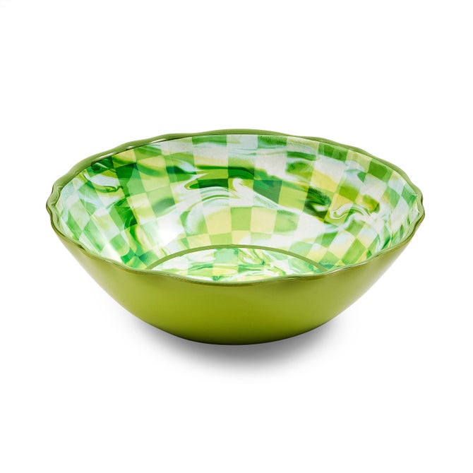 Green Marble Check Melamine Serving Bowl image number 0