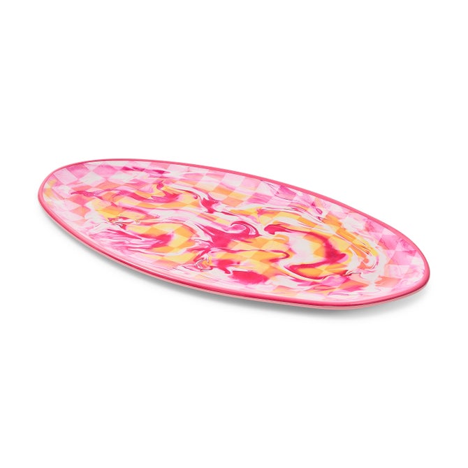 Pink Marble Check Melamine Oval Platter image number 3