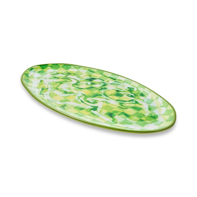 Green Marble Check Melamine Oval Platter image number 3