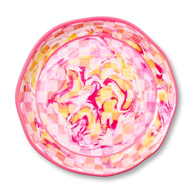 Pink Marble Check Melamine Large Platter image number 0