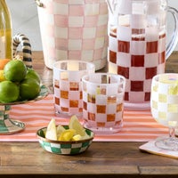 White Check Acrylic Tumblers, Set of 4