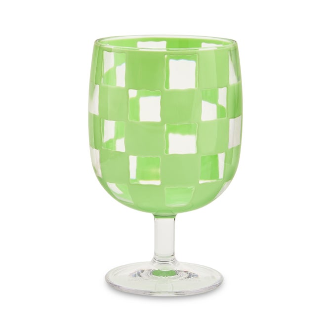 Green Check Acrylic Water Goblets, Set of 4 image number 2