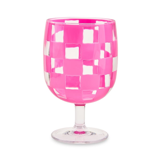Pink Check Acrylic Water Goblets, Set of 4 image number 2