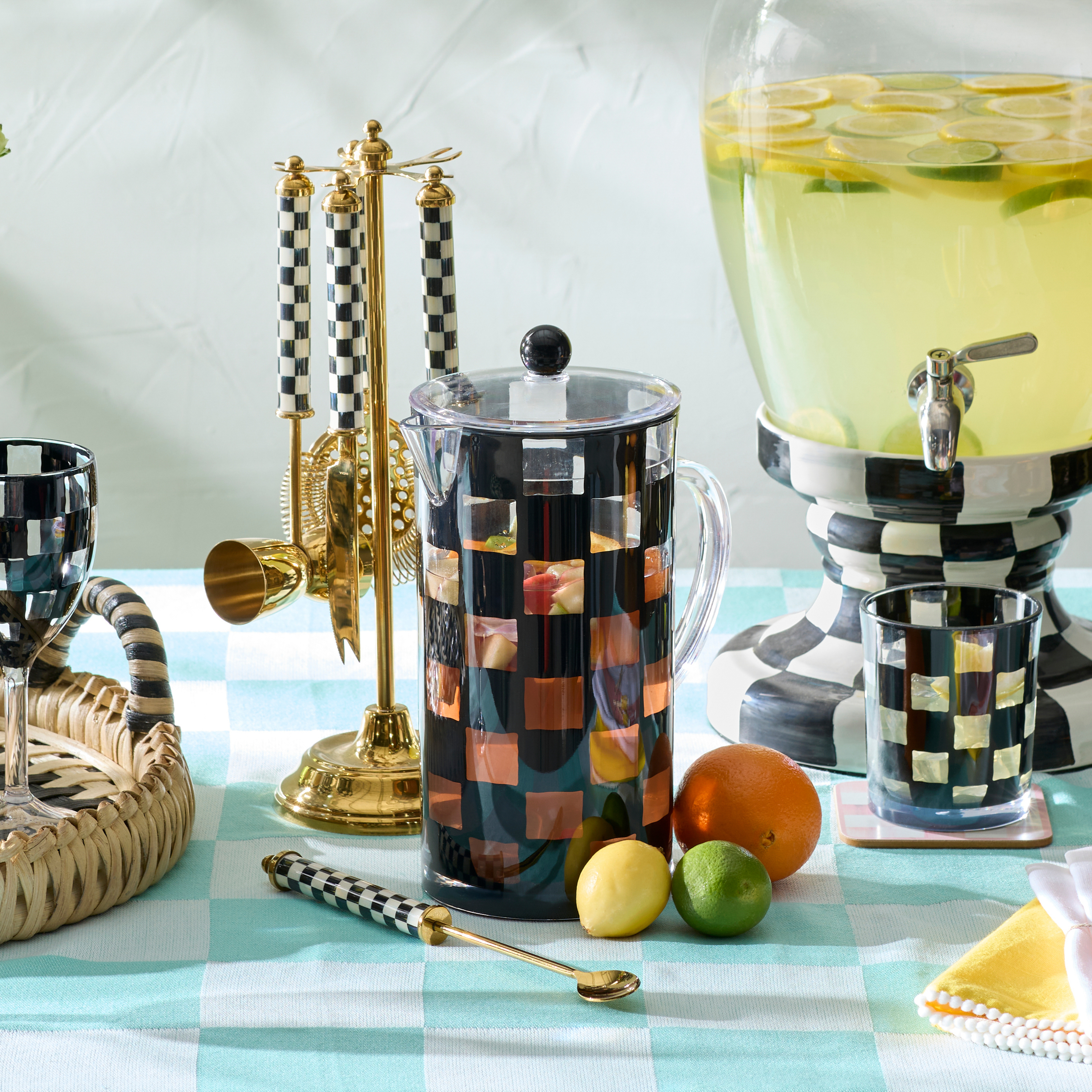 MacKenzie-Childs | Black Check Acrylic Pitcher