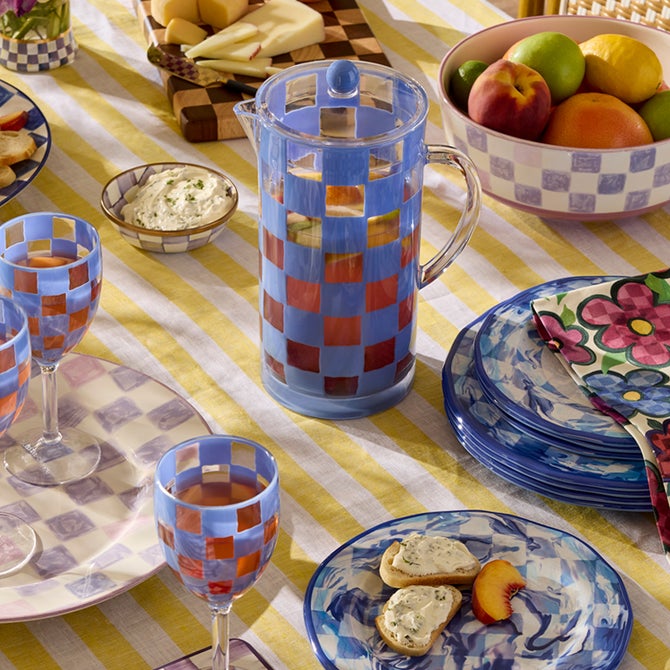Blue Check Acrylic Pitcher image number 1