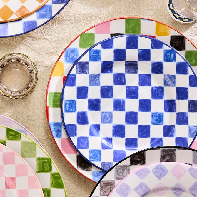 Indigo Check Dinner Plate image number 2