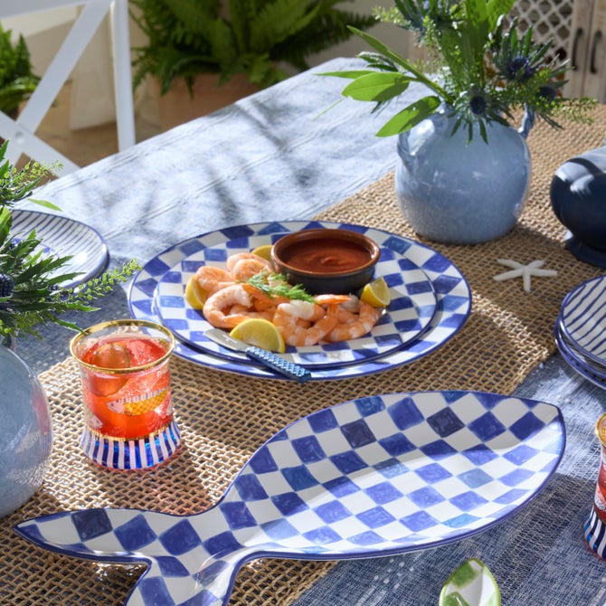 Indigo Check Dinner Plate image number 3