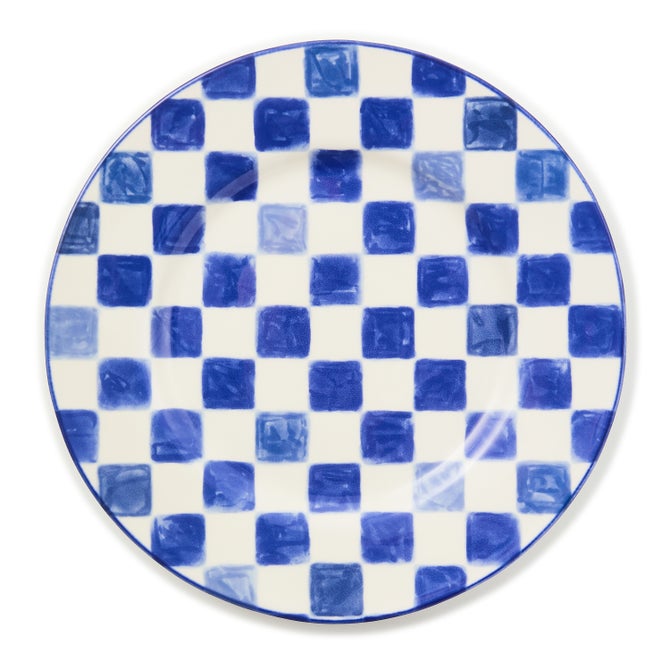 Indigo Check Dinner Plate image number 0
