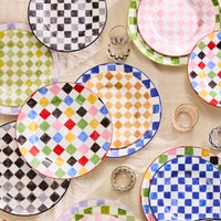 Honey Check Dinner Plate