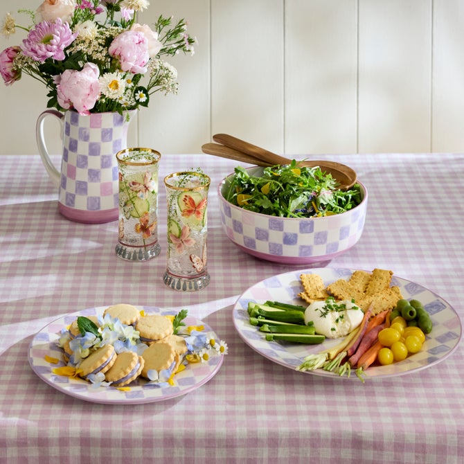 Lilac Check Dinner Plate image number 1