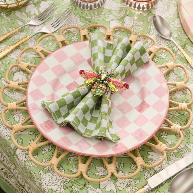 Pink Check Dinner Plate image number 3