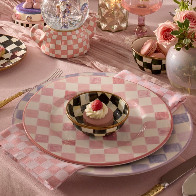 Pink Check Dinner Plate image number 7
