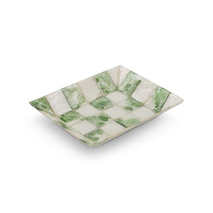 Sage Check Capiz Soap Dish