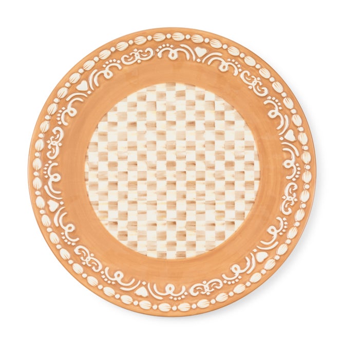 Mocha Check Gingerbread Dinner Plate image number 0