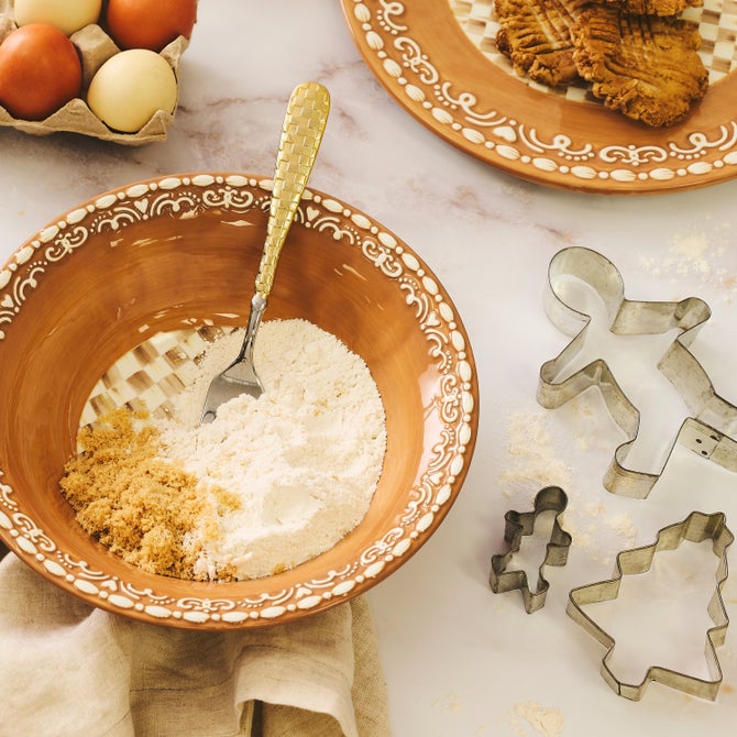 Mocha Check Gingerbread Small Bowl image number 1
