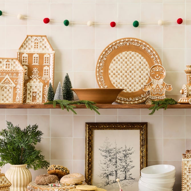 Mocha Check Gingerbread Serving Bowl image number 1