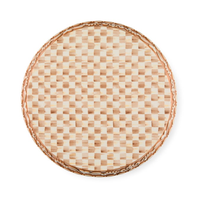 Mocha Check Gingerbread Large Pedestal Platter image number 2