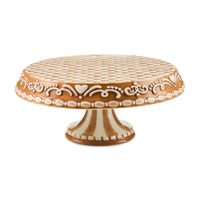 Mocha Check Gingerbread Large Pedestal Platter