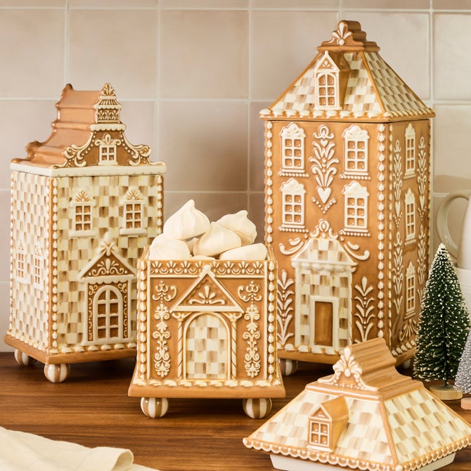 Mocha Check Gingerbread Large Canister image number 1
