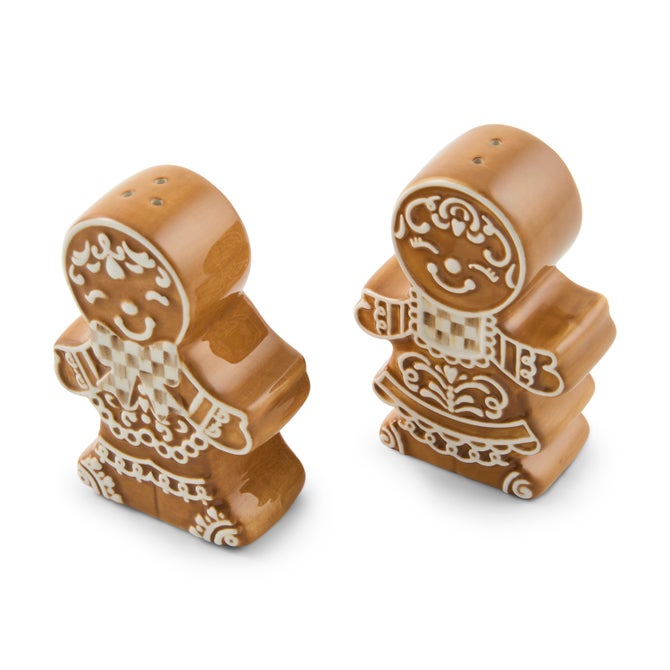 Mocha Check Gingerbread Salt & Pepper Shaker Set image number 4
