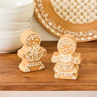 Mocha Check Gingerbread Salt & Pepper Shaker Set