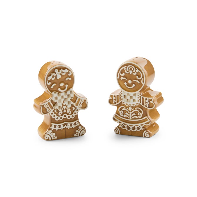 Mocha Check Gingerbread Salt & Pepper Shaker Set image number 0