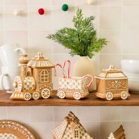 Mocha Check Gingerbread Train Centerpiece