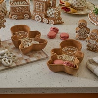Mocha Check Gingerbread Snack Bowls, Set of 2